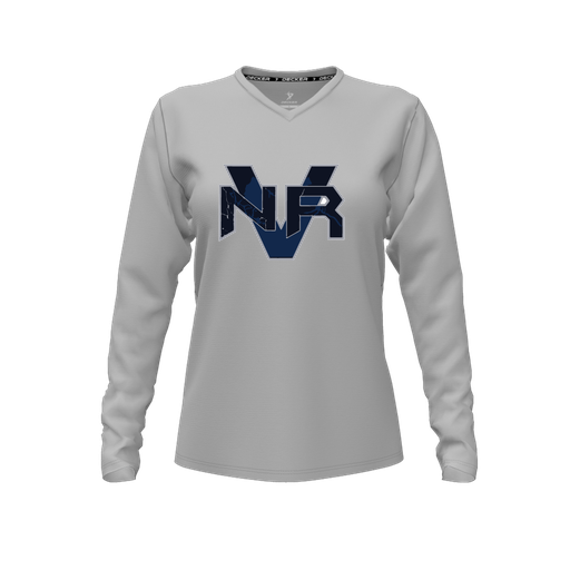 [CUS-DFW-TEES-CMF-VNK-LSL-GRY-FYXS-LOGO1] Comfort T-Shirt (Female Youth XS, Gray, V Neck, Logo 1, Long Sleeve)