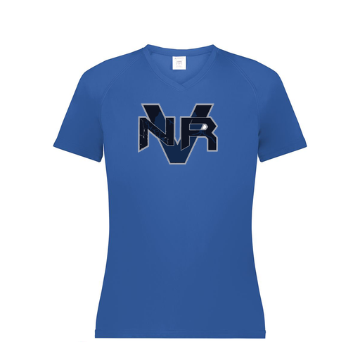 [2792.060.XS-LOGO1] Ladies Smooth Sport V-Neck T-Shirt (Female Adult XS, Royal, Logo 1)
