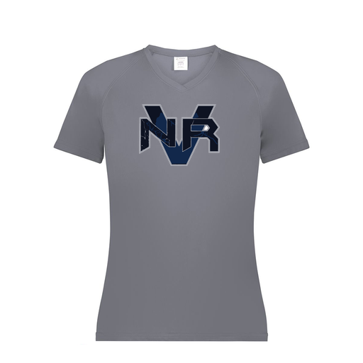 [2792.059.XS-LOGO1] Ladies Smooth Sport V-Neck T-Shirt (Female Adult XS, Gray, Logo 1)