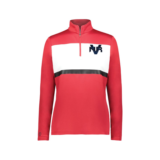 [222791.408.XS-LOGO1] Ladies Bold 1/4 Zip Pullover (Female Adult XS, Red, Logo 1)