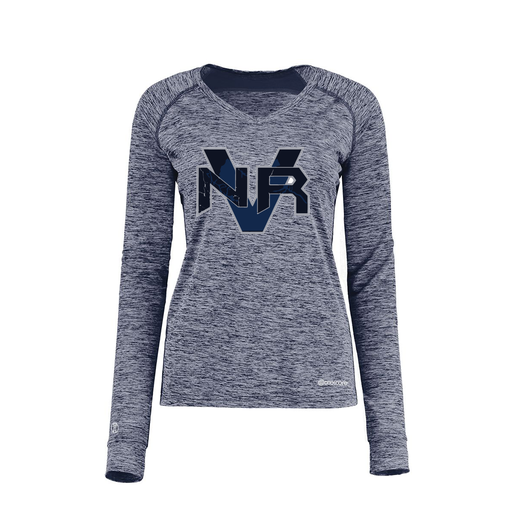 [222770.U22.XS-LOGO1] Ladies Electric Long Sleeve Shirt (Female Adult XS, Navy, Logo 1)