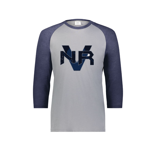 [6879.29V.S-LOGO1] Men's Vintage 3/4 Sleeve T-Shirt (Adult S, Navy, Logo 1)