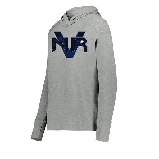 [222798-SIL-FAXS-LOGO1] Ladies Ventura Thin Knit Hoodie (Female Adult XS, Silver, Logo 1)